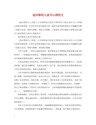 追风筝的人读书心得范文 