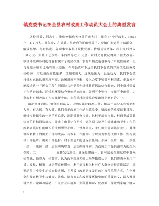 镇党委书记在全县农村改厕工作动员大会上的典型发言 
