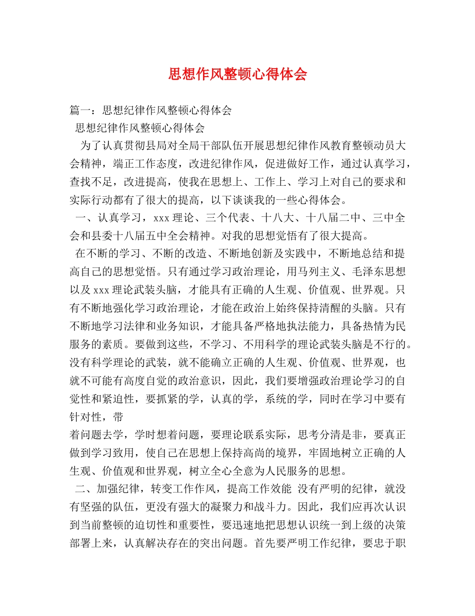 思想作风整顿心得体会 _第1页