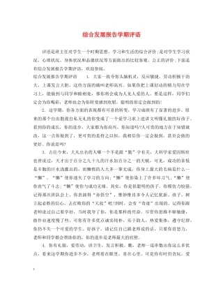 综合发展报告学期评语 