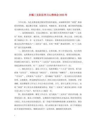 乡镇三支队伍学习心得体会20XX年 