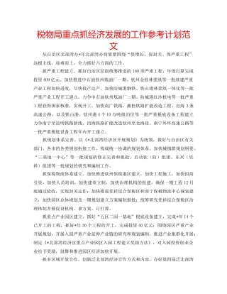 税物局重点抓经济发展的工作参考计划范文 