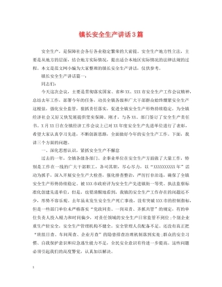 镇长安全生产讲话3篇 