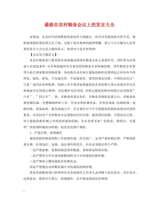 最新在农村粮食会议上的发言大全 