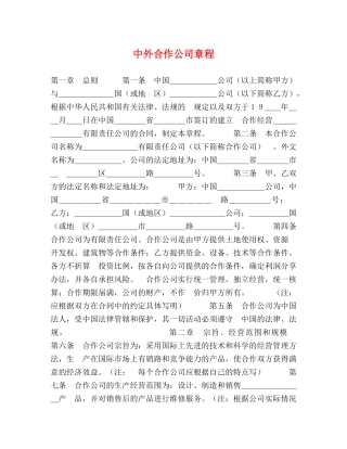中外合作公司章程2