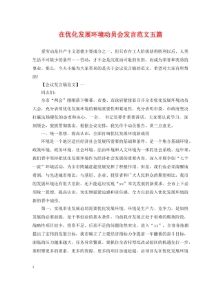 在优化发展环境动员会发言范文五篇 