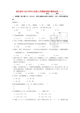 浙江新中2010九级数学上学期期中模拟试卷一 