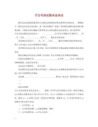 子公司决议股东会决议 