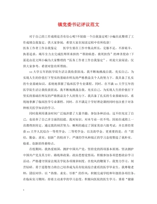 镇党委书记评议范文 