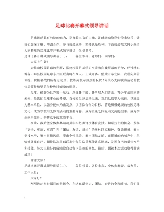 足球比赛开幕式领导讲话 