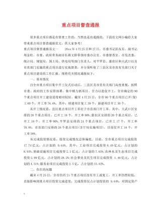 重点项目督查通报 