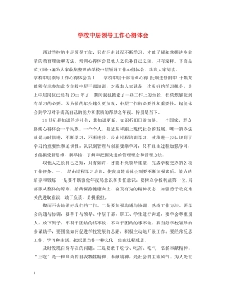 学校中层领导工作心得体会 