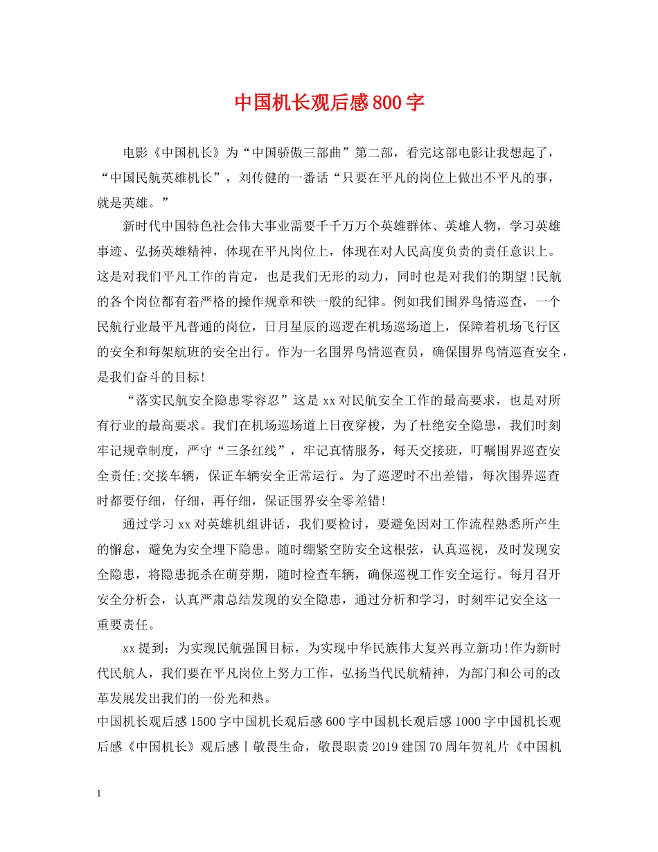 中国机长观后感800字_第1页