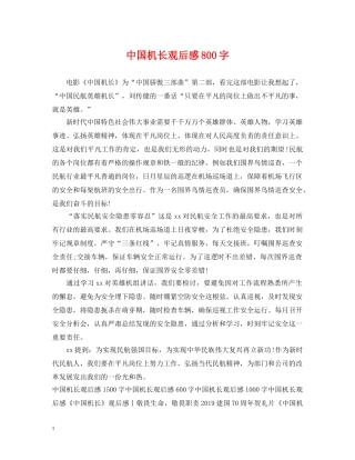中国机长观后感800字