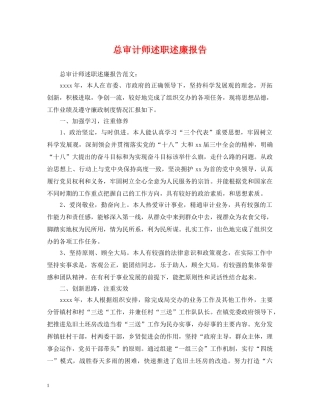 总审计师述职述廉报告 