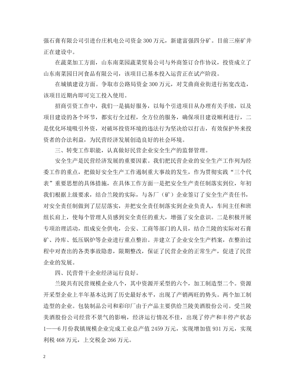 -镇20XX年民营经济基本情况汇报材料_第2页