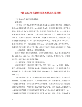 -镇20XX年民营经济基本情况汇报材料