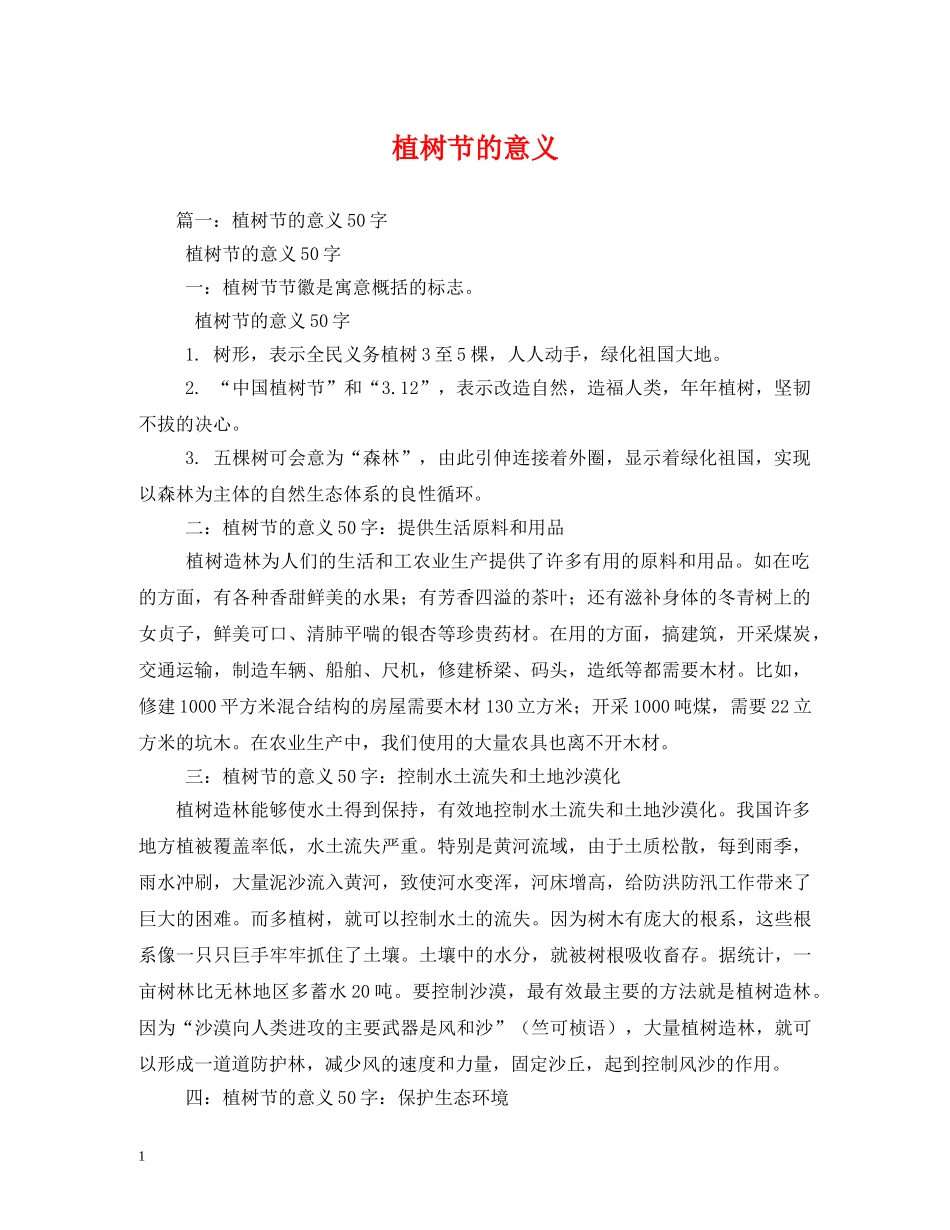 植树节的意义 _第1页
