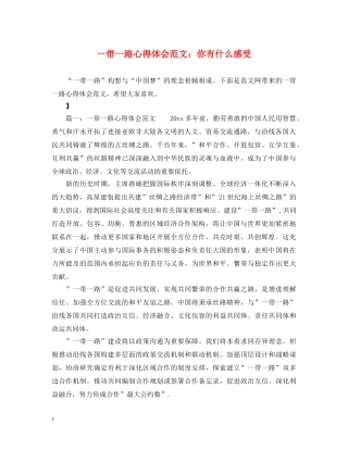一带一路心得体会范文：你有什么感受 