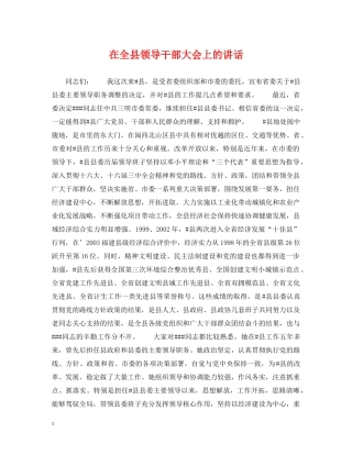 在全县领导干部大会上的讲话 