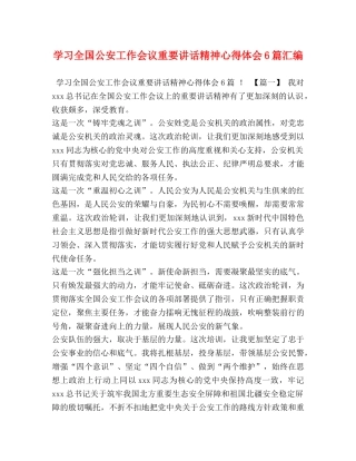 学习全国公安工作会议重要讲话精神心得体会6篇汇编 