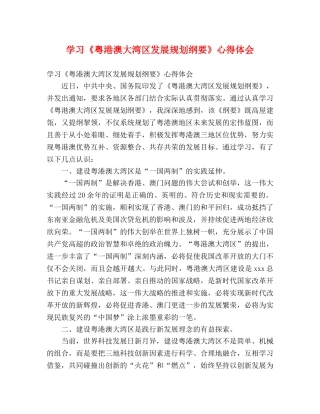 学习《粤港澳大湾区发展规划纲要》心得体会 