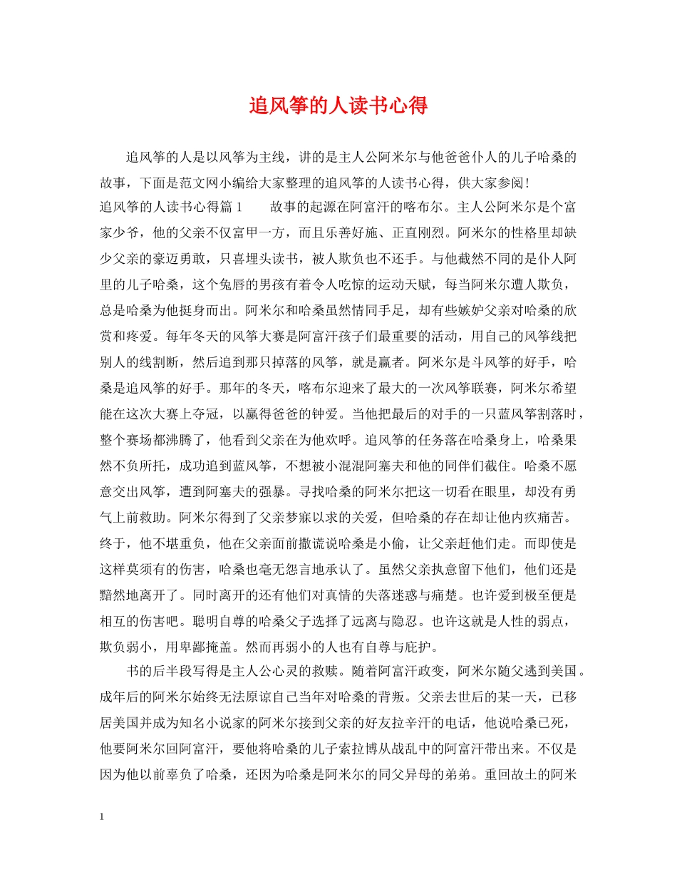 追风筝的人读书心得 _第1页