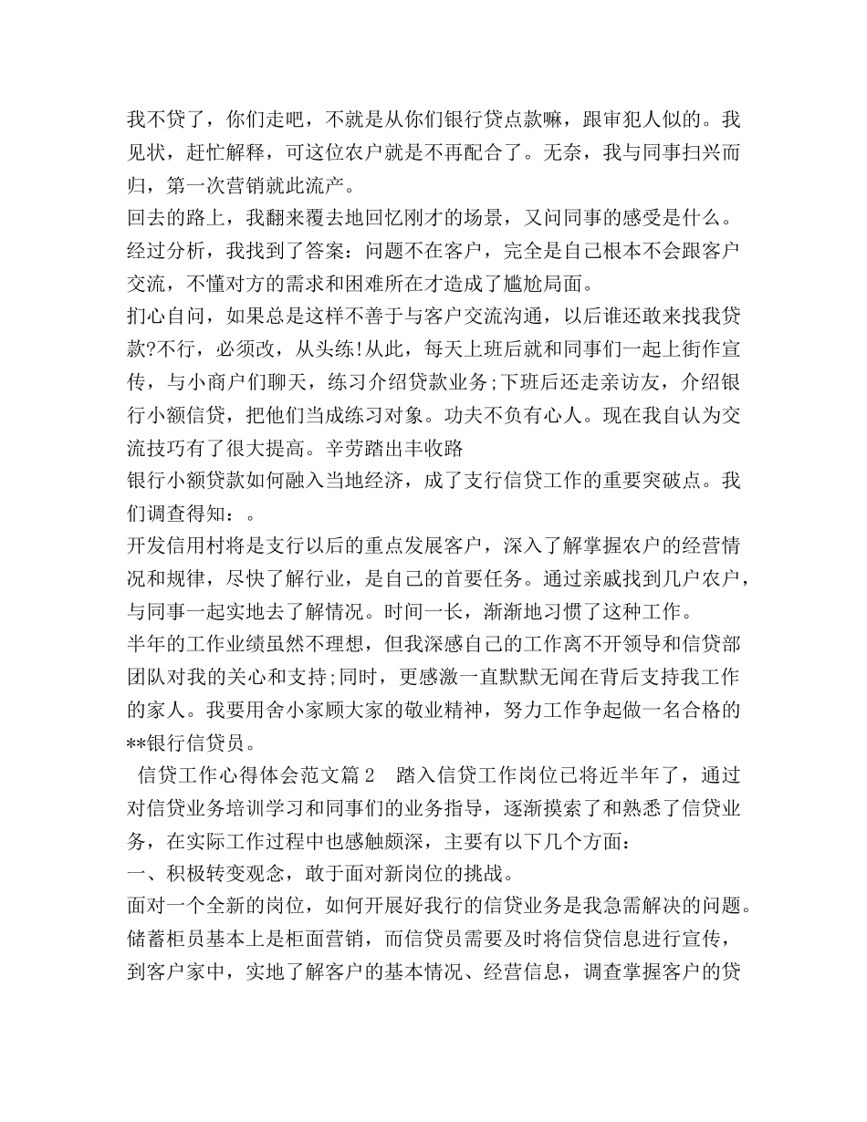 信贷工作心得体会范文 _第2页