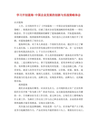 学习开创蓝海-中国企业发展的创新与实战策略体会 