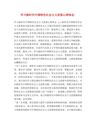 学习新时代中国特色社会主义思想心得体会- 