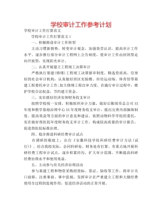 学校审计工作参考计划 