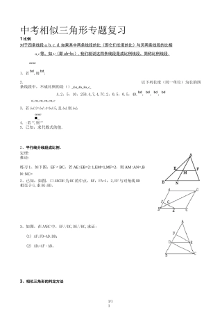 中考相似三角形专题复习