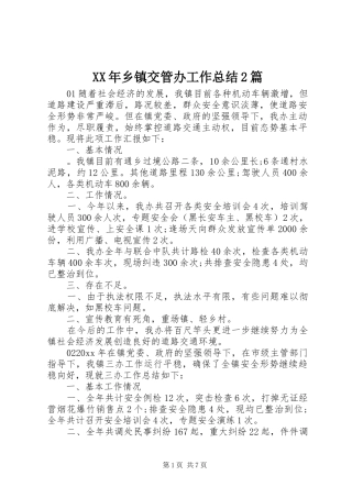XX年乡镇交管办工作总结2篇