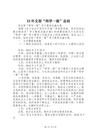 XX年支部“两学一做”总结 