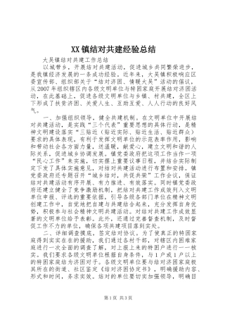 XX镇结对共建经验总结 
