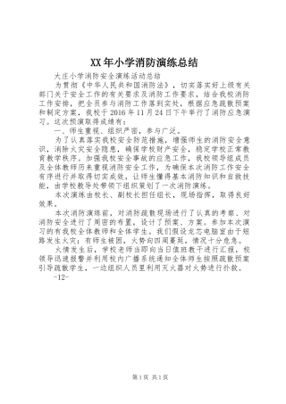 XX年小学消防演练总结 