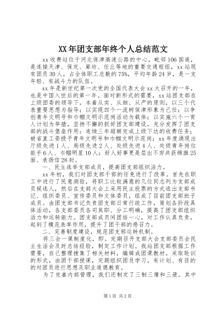 XX年团支部年终个人总结范文 