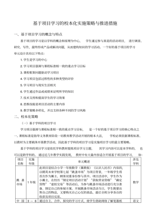 基于项目学习的校本化实施策略与推进措施