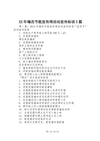 XX年墙改节能宣传周活动宣传标语5篇