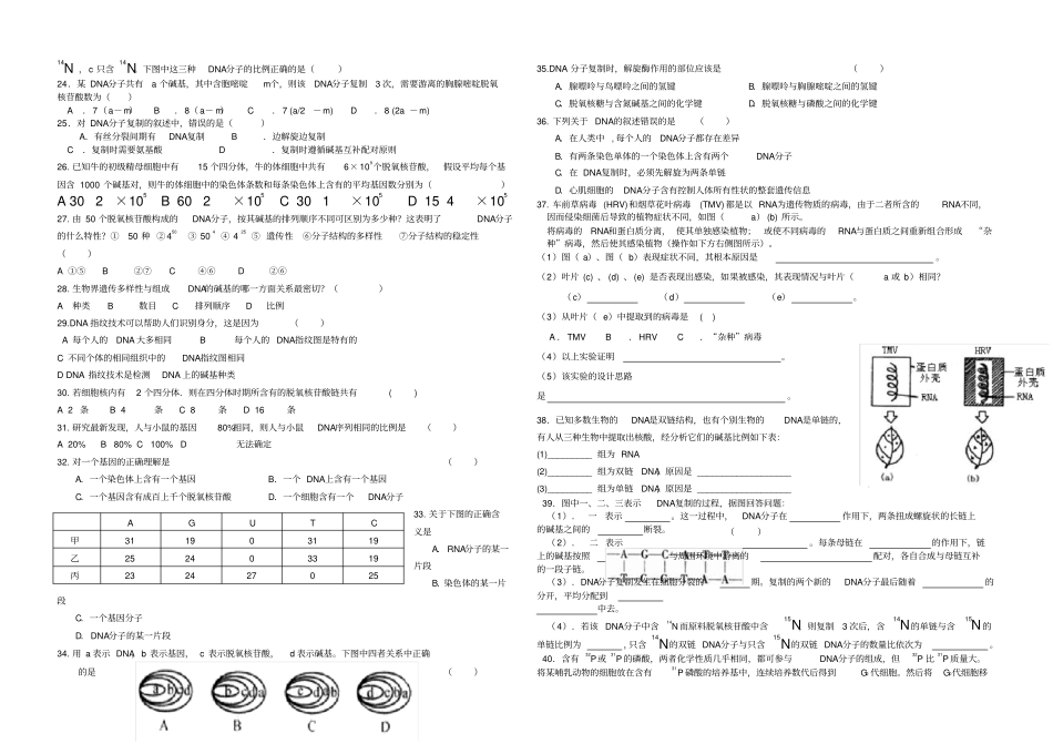 基因的本质综合测试题_第2页