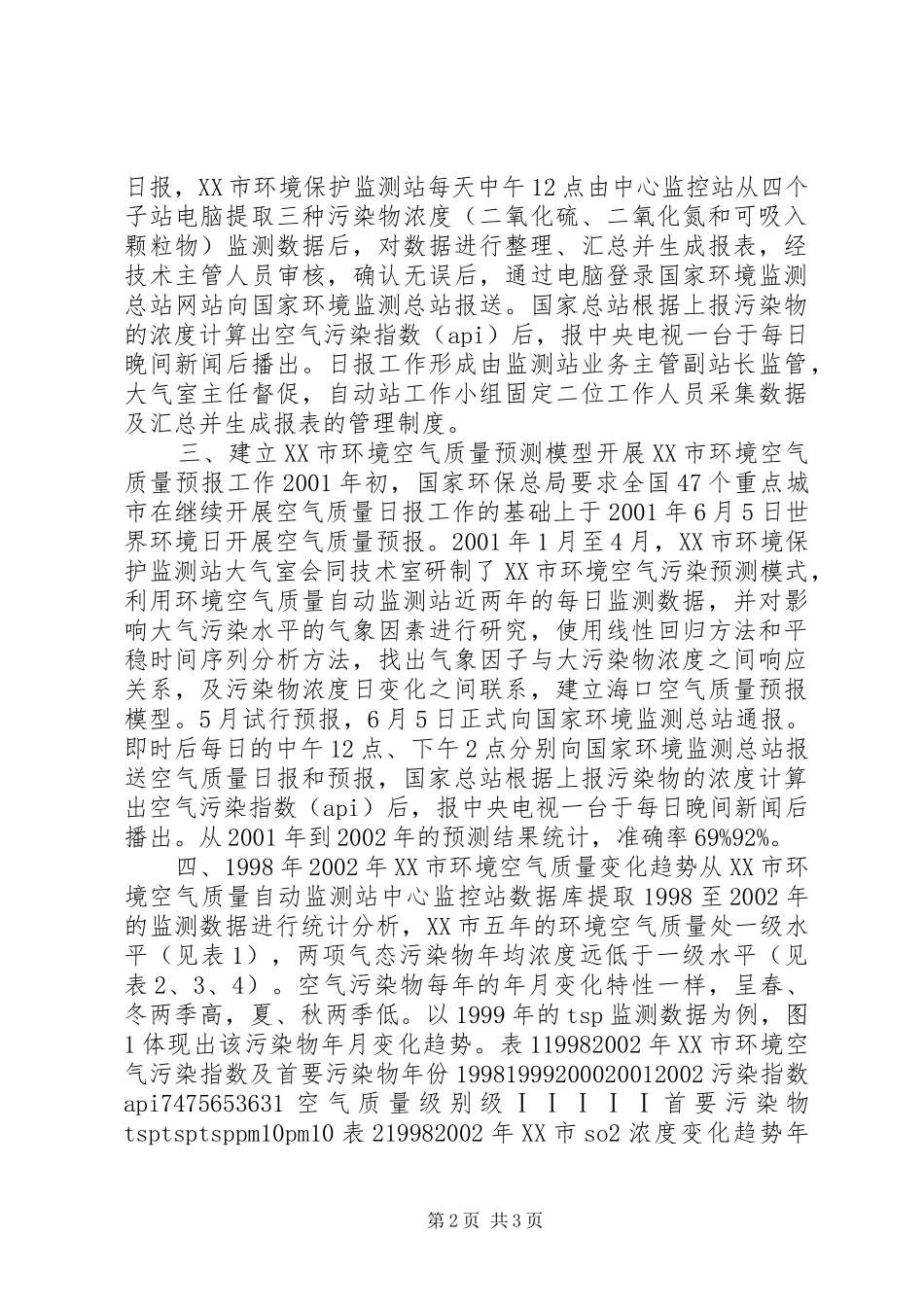 XX市环境空气质量日报、预报工作总结 _第2页