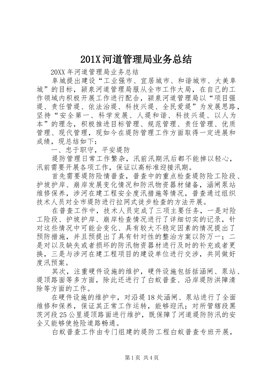 202X河道管理局业务总结_第1页