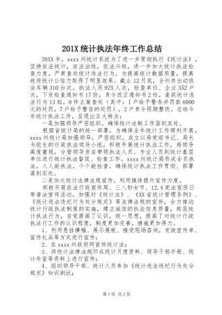 202X统计执法年终工作总结