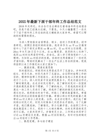 20XX年最新下派干部年终工作总结范文