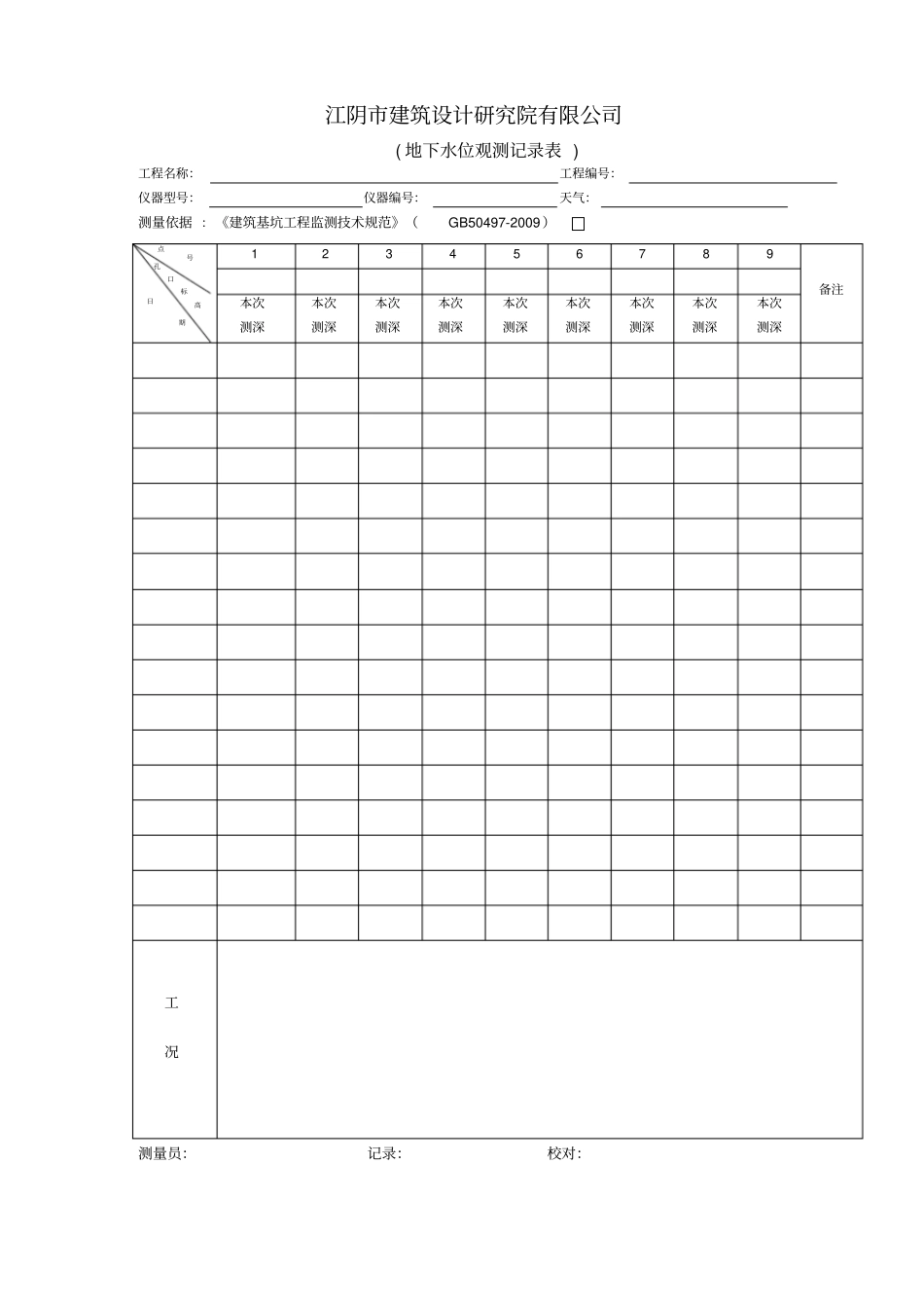 基坑监测记录表_第1页