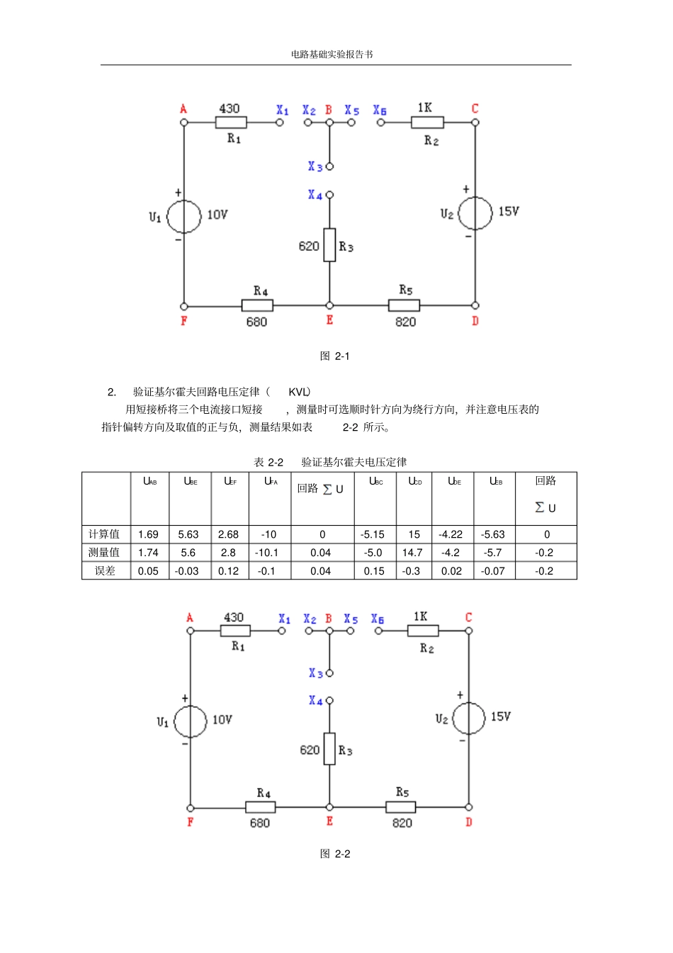 基尔霍夫定律的验证试验报告_第2页