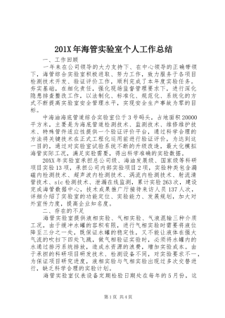 202X年海管实验室个人工作总结