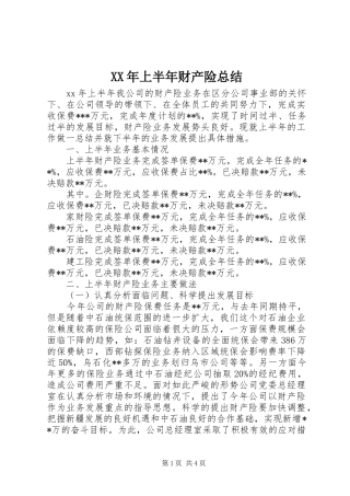 XX年上半年财产险总结 