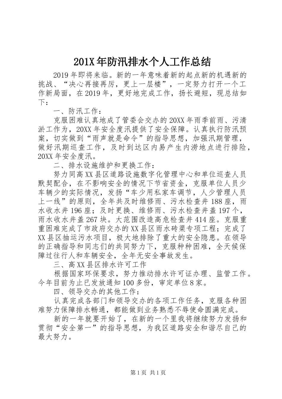 202X年防汛排水个人工作总结_第1页