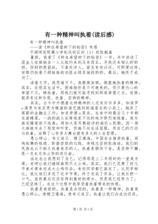 有一种精神叫执着(读后心得)